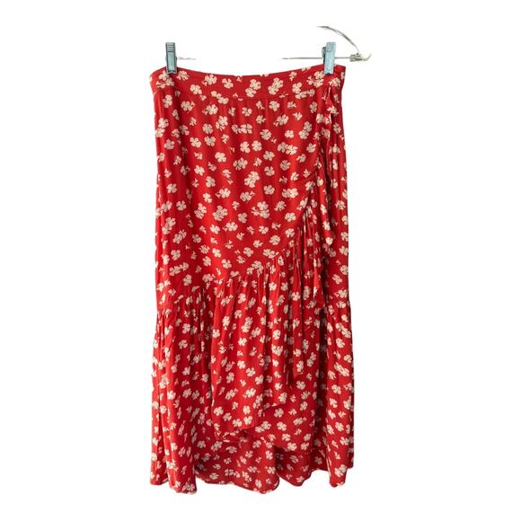 Madewell Ruffle-Wrap Midi Skirt in Happy Hibiscus size 2 - Picture 4 of 12